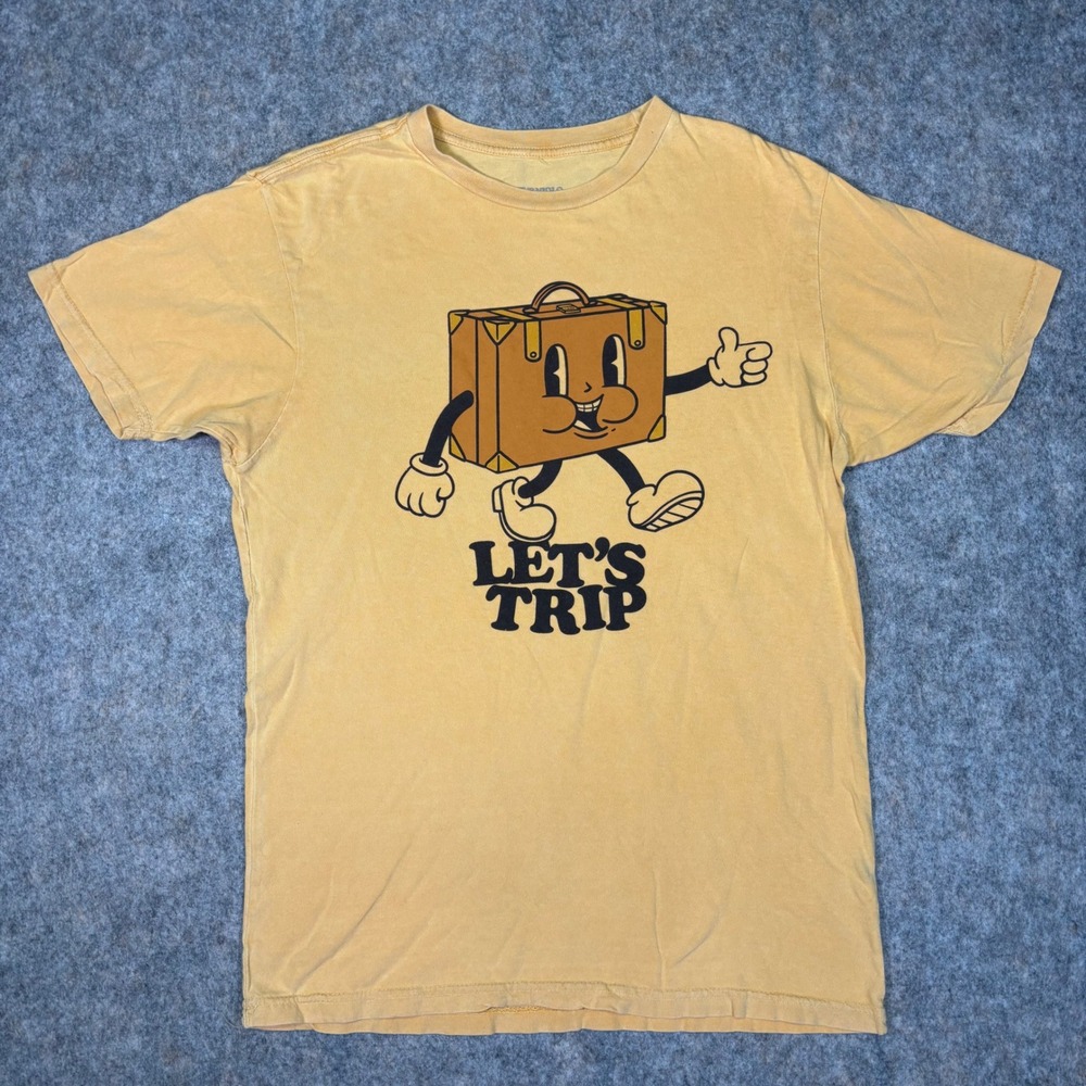 Sturniolo Triplets Let's Trip T-Shirt Mens Medium Yellow Graphic Hippie Tee 5971